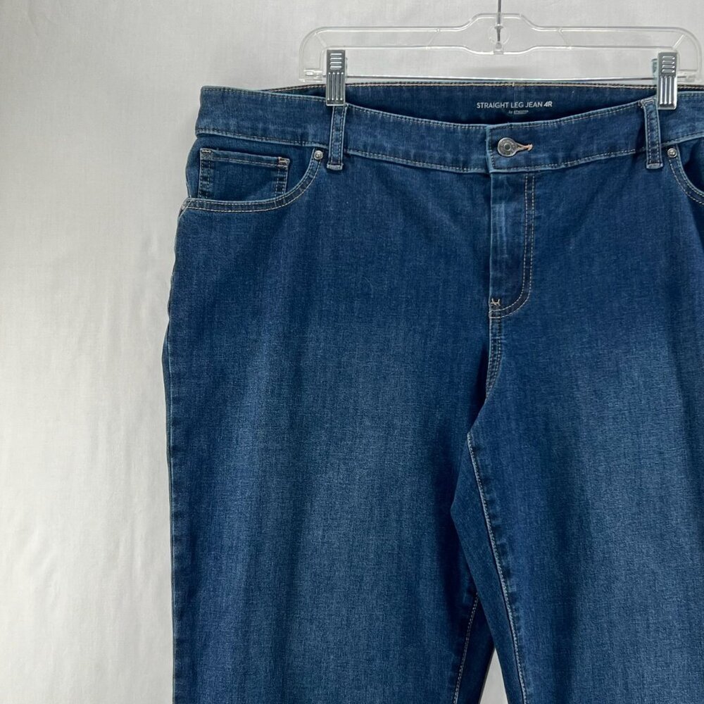 Chicos Straight Leg Jeans Women 4R Stretch Denim Mid-Rise Zip Fly Dark Blue Wash - Picture 4 of 12